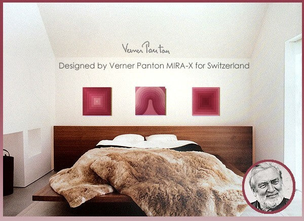 Vintage Verner Panton Mira X Square Pink Gradation Cotton Art Board Mid Century