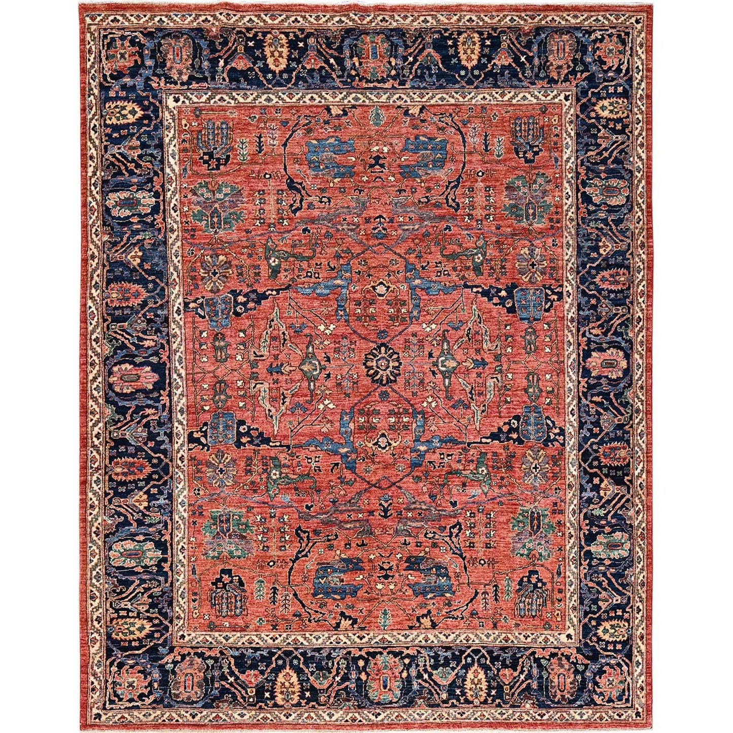 8'X10'4" Red Aryana Grade Bijar Garus Design Soft Wool Hand Knotted Rug