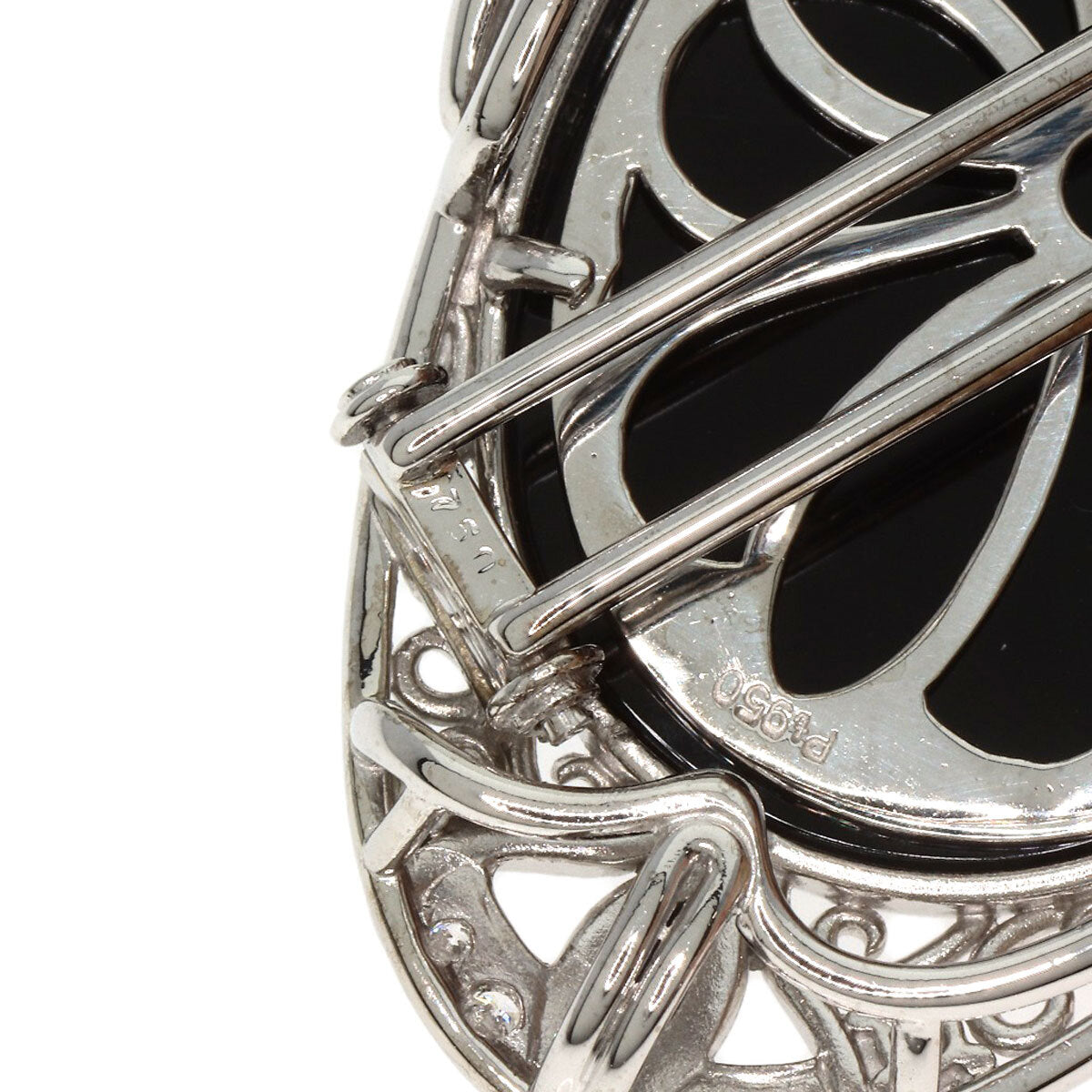 0.4Ct Agate Cameo Diamond Brooch Platinum Pt950