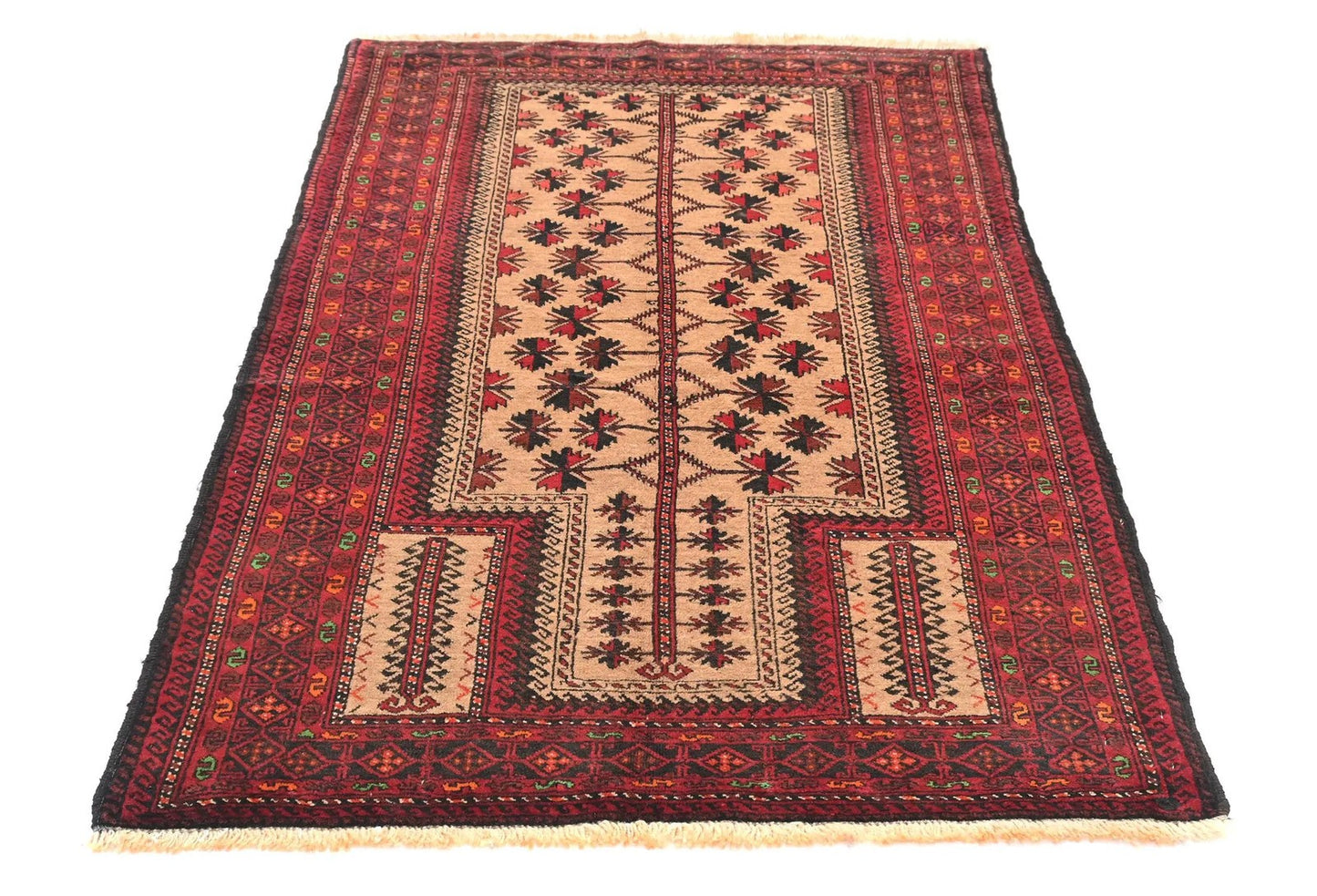 Cream Tribal Geometric Design Handmade Oriental