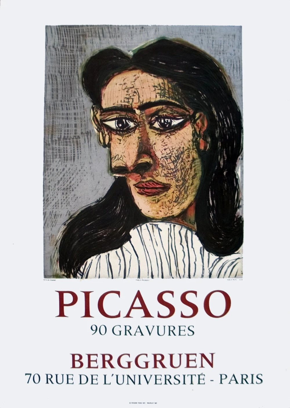 Pablo Picasso Portrait Of Dora Maar " Lithograph Cubism Gray