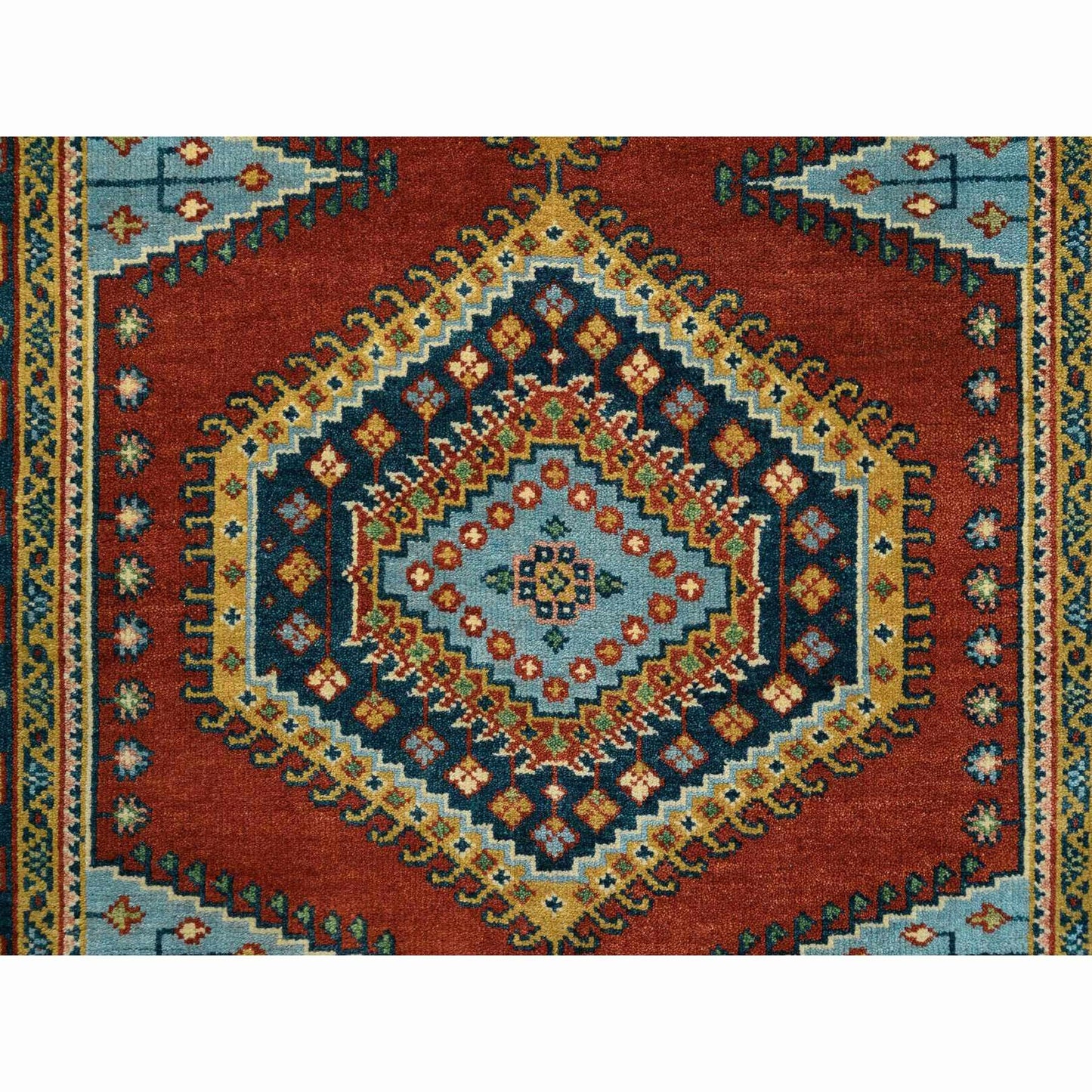 4'X10' Brick Red Wool Hand Knotted Farsian Viss Design Wide Runner Rug