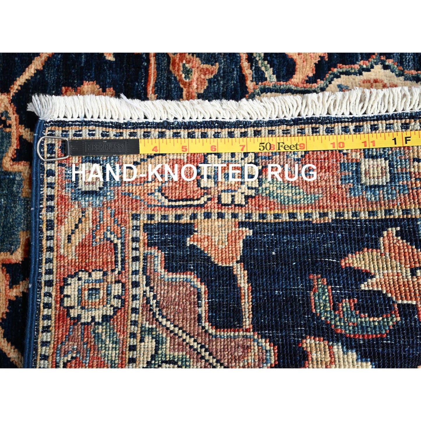 3'1"X4'10" Midnight Blue Northwest Zoroastrian Leaf Design Wool Hand Knotted