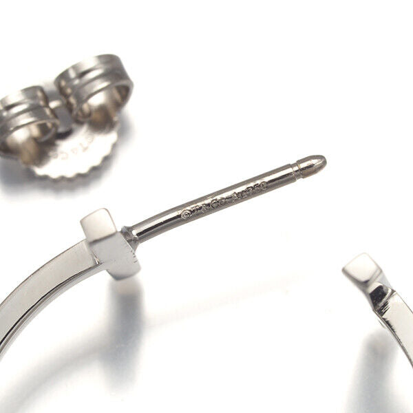 Return To Tiffany L Earrings Tiffany T Wire Medium Hoop 18K 750 White Gold