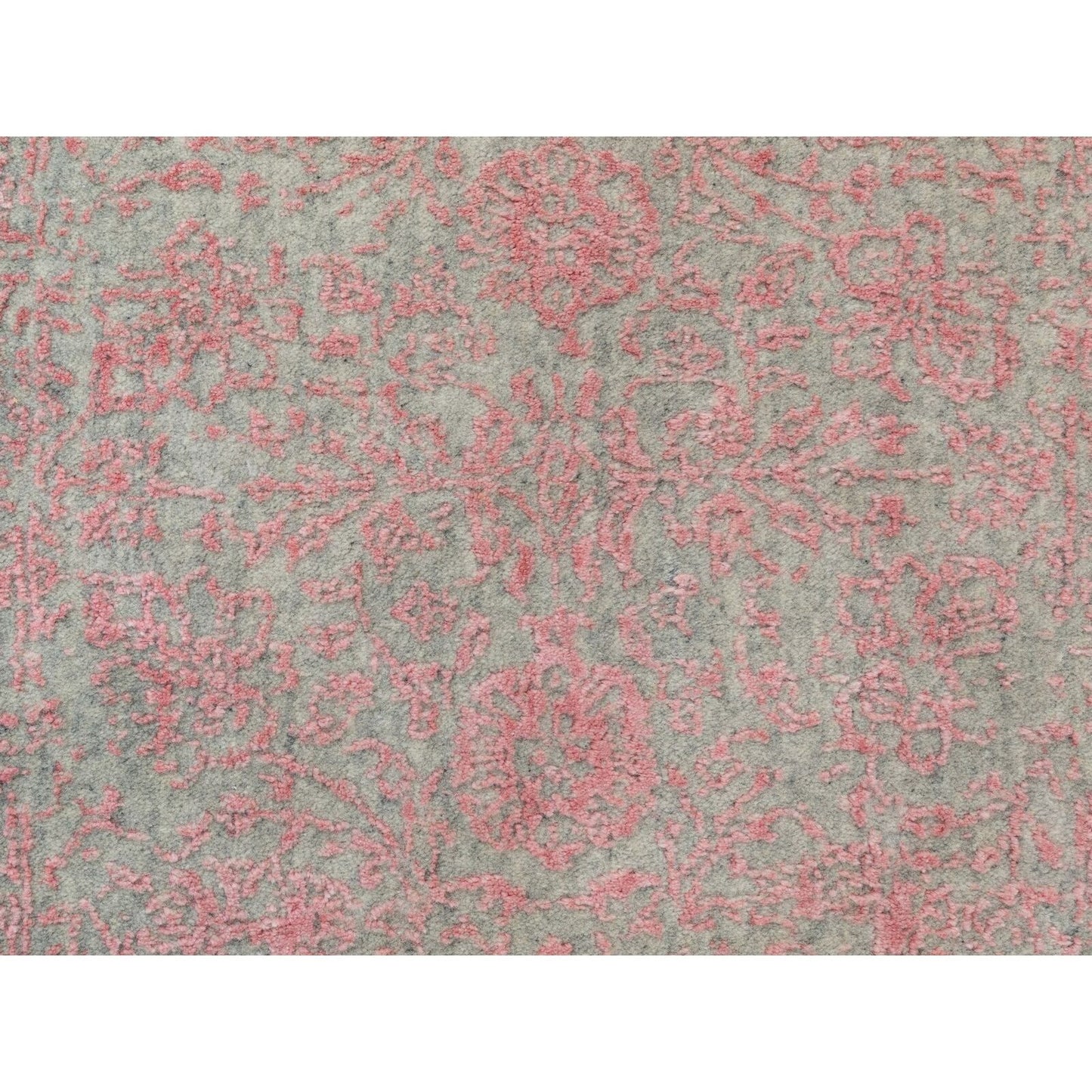 2'6"X11'10" Wool & Art Silk Erased Design Runner Hand Loomed Jacquard Rug