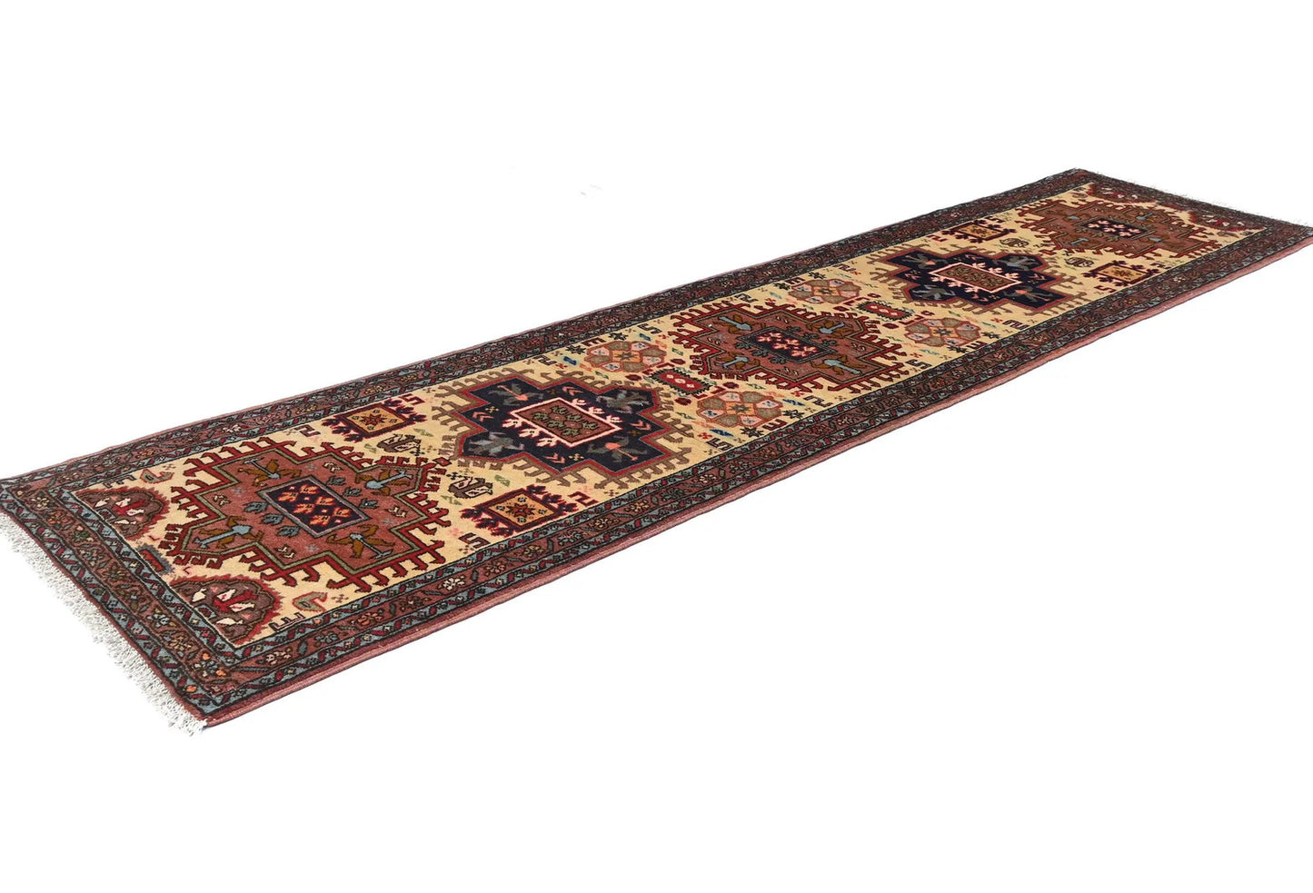 Vintage Tribal Geometric Runner Rug Wool Oriental