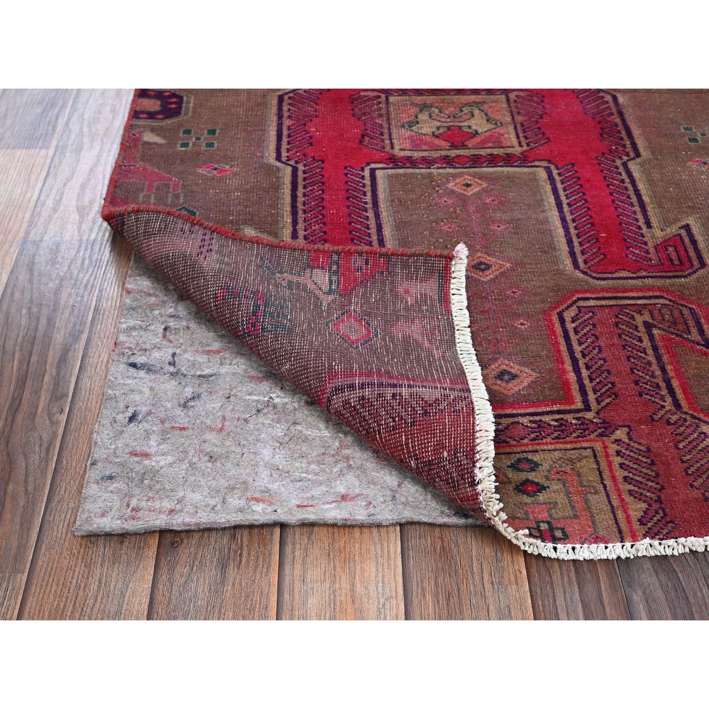 2'8"X6' Brown Vintage Northwest Zoroastrian Hand Knotted Wool Runner Rug
