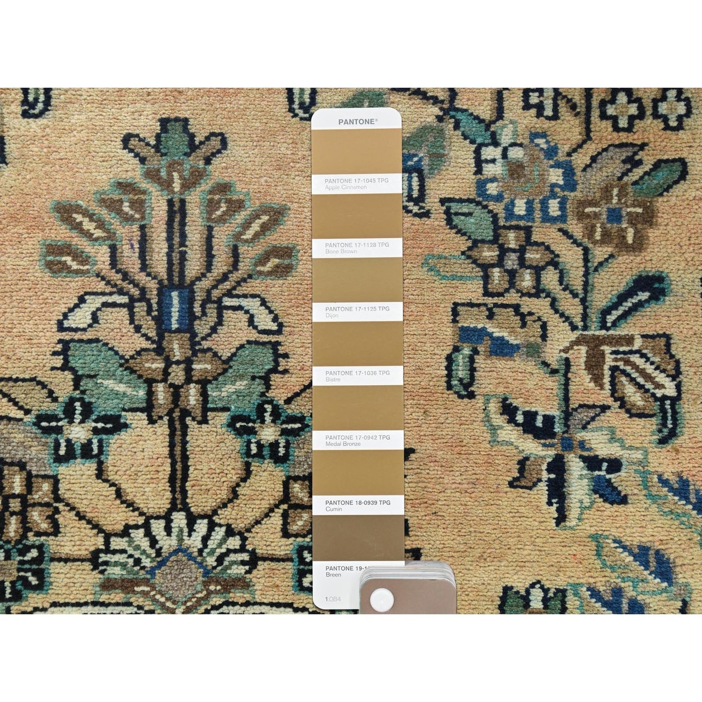 3'5"X10'1" Brown Vintage Farsian Worn Wool Hand Knotted Wide Runner Rug