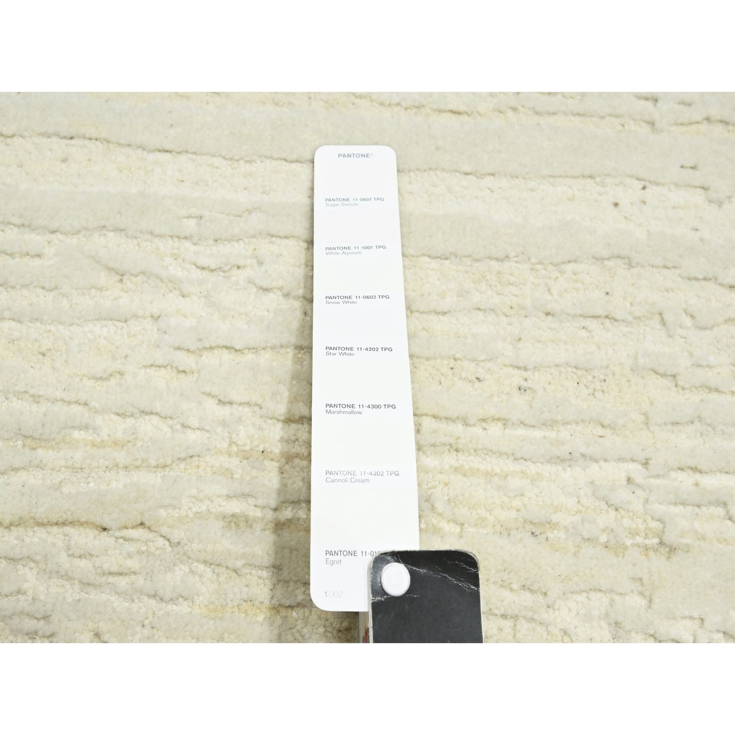 9'X11'10" Chiffon White Plain Solid Design Textured Wool Hand Knotted Rug