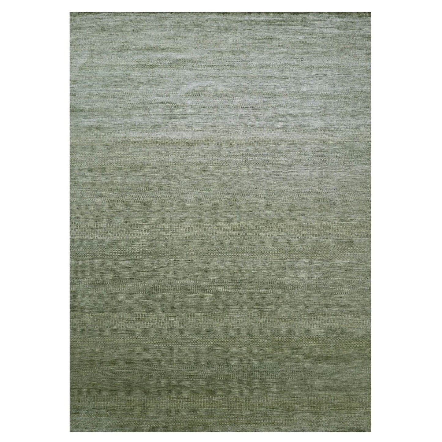 10'2"X14' Seneca Gray Hand Knotted Modern Grass Design Wool And Silk Rug