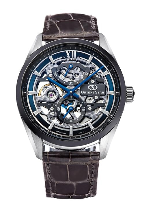 Unused Orient Star Skeleton Rk-Az0103L Blue Hand-Wound Unisex Watch In Box