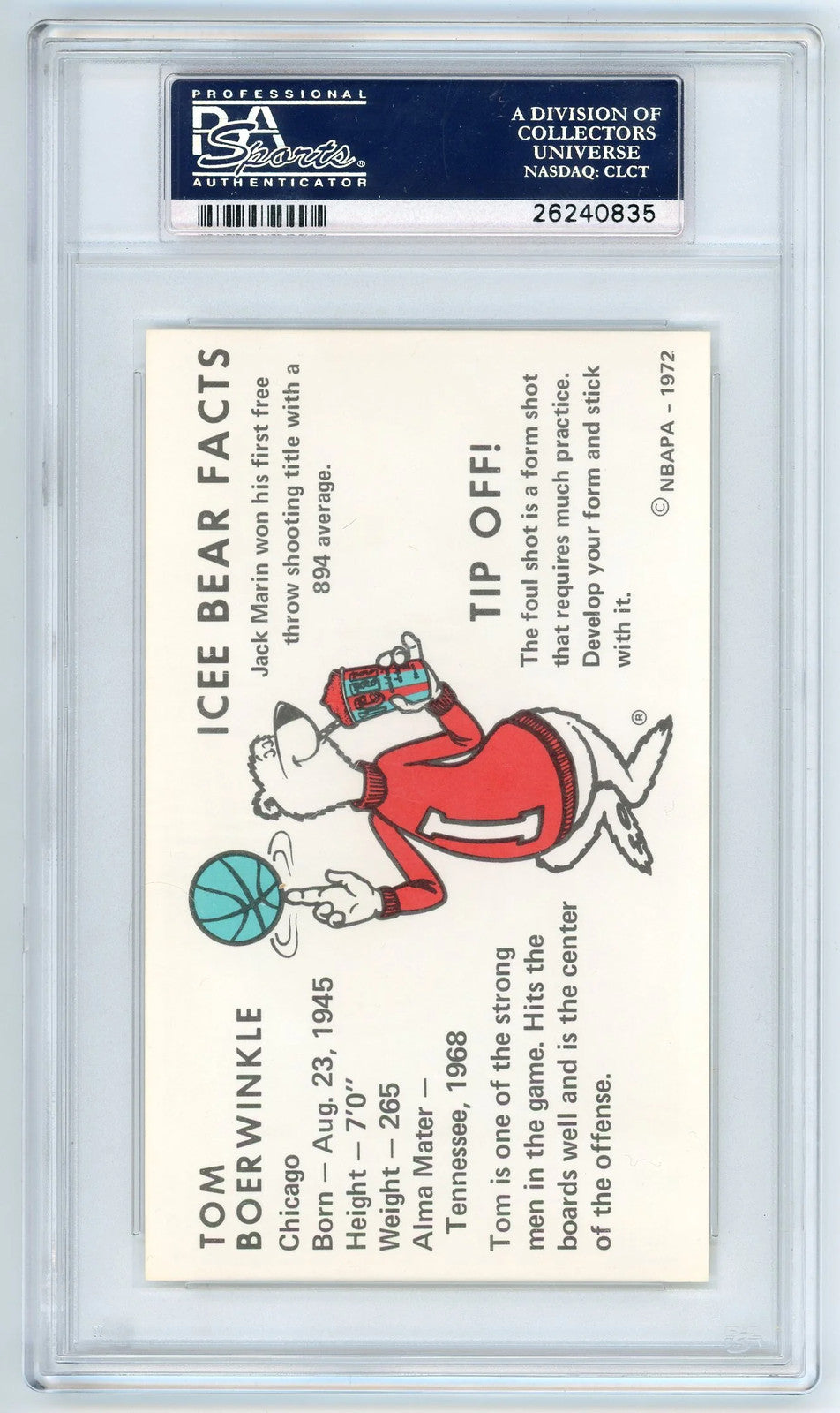 Tom Boerwinkle 1972 Icee Bear Nm-Mt 8