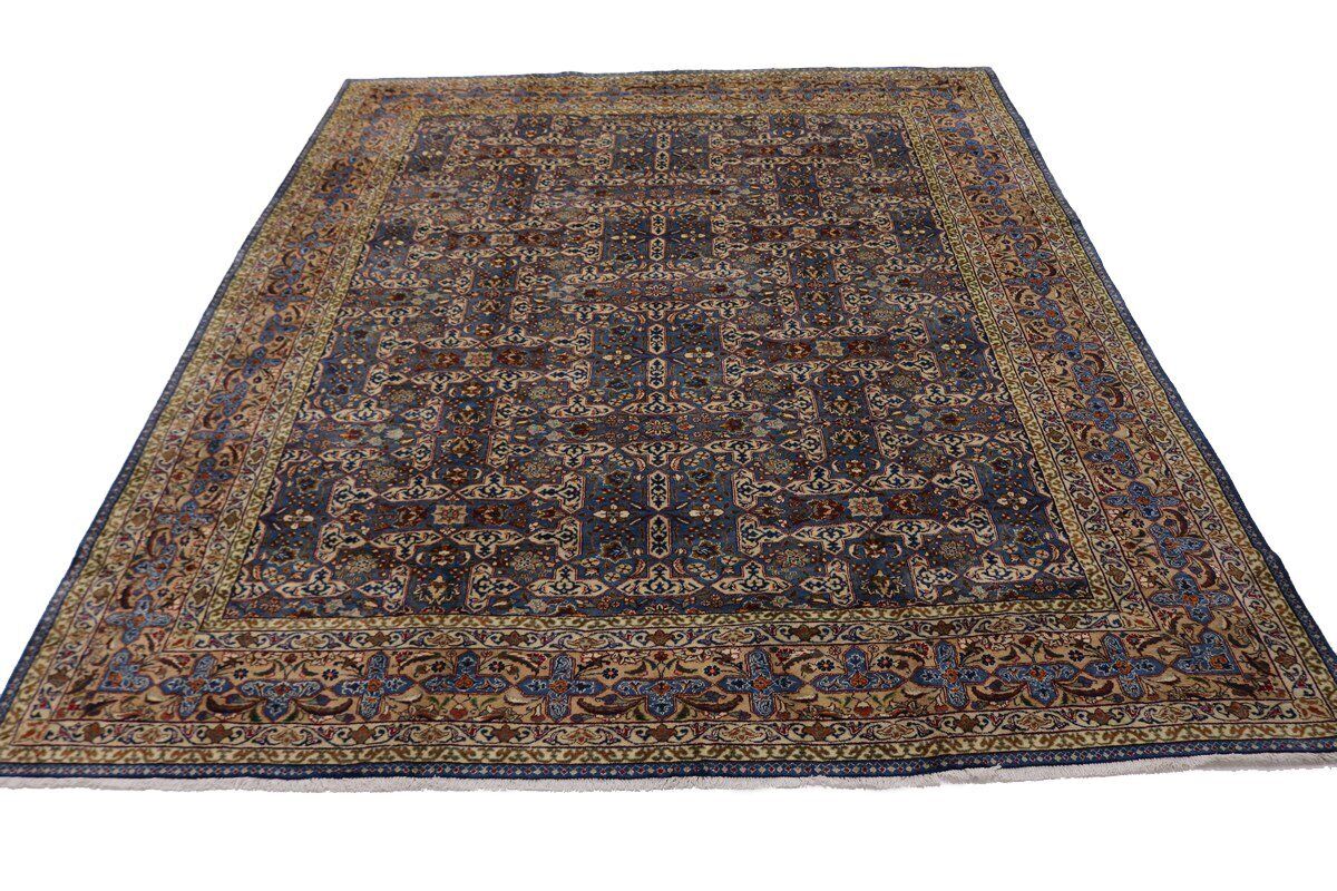 Vintage Blue Wool Oriental Rug Allover Floral