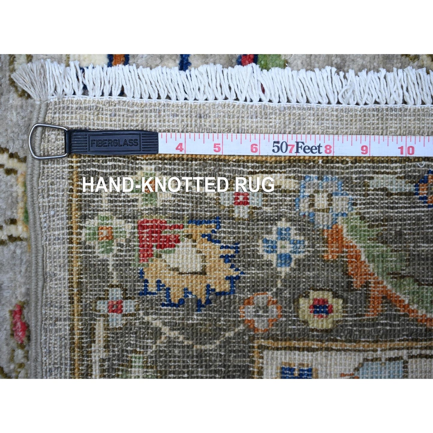 4'1"X11'8" Gray Vegatable Dyes Vibrant Wool Wide Runner Oriental Rug