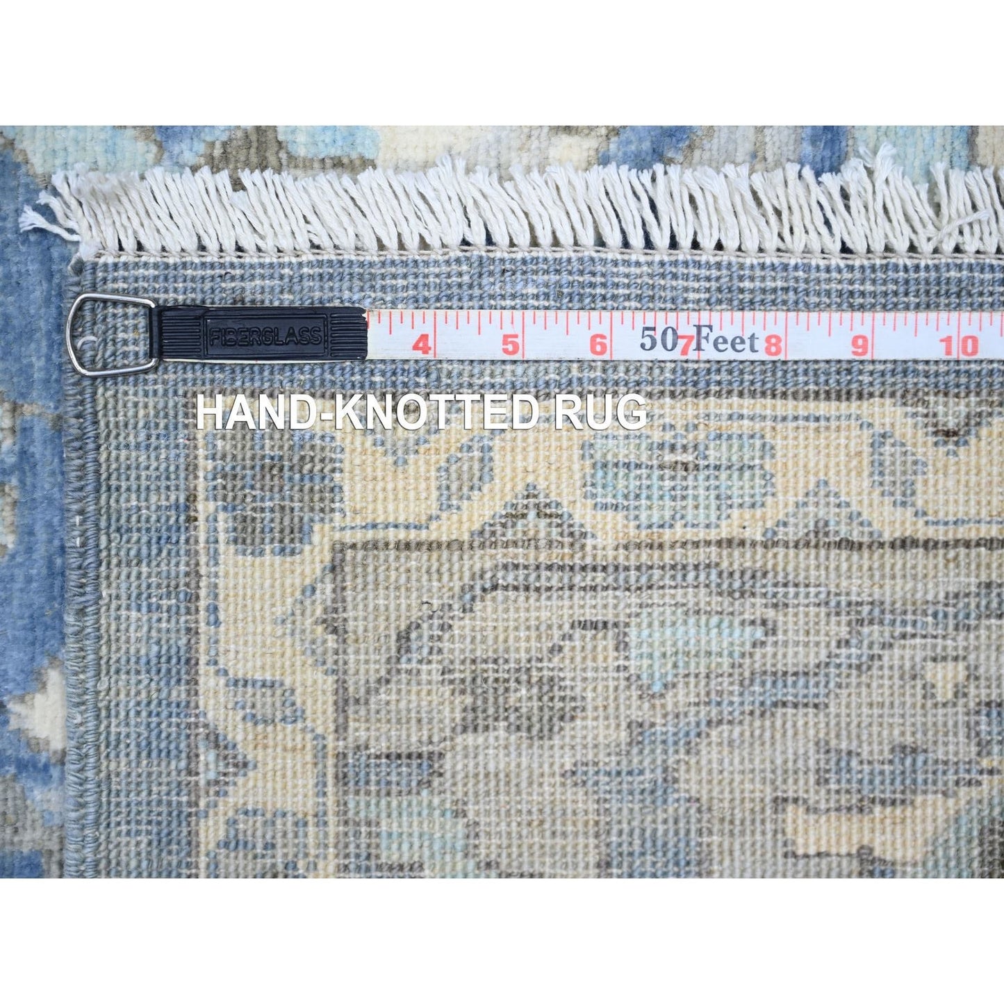 6'2"X8'10" Queen Blue Finer Peshawar Extra Soft Wool Hand Knotted Rug