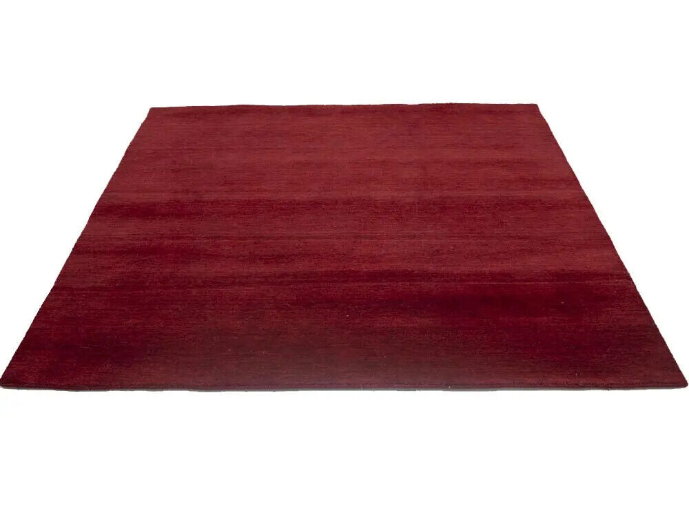 Maroon Red Solid Design Hand-Loomed 6X6 Gabbeh