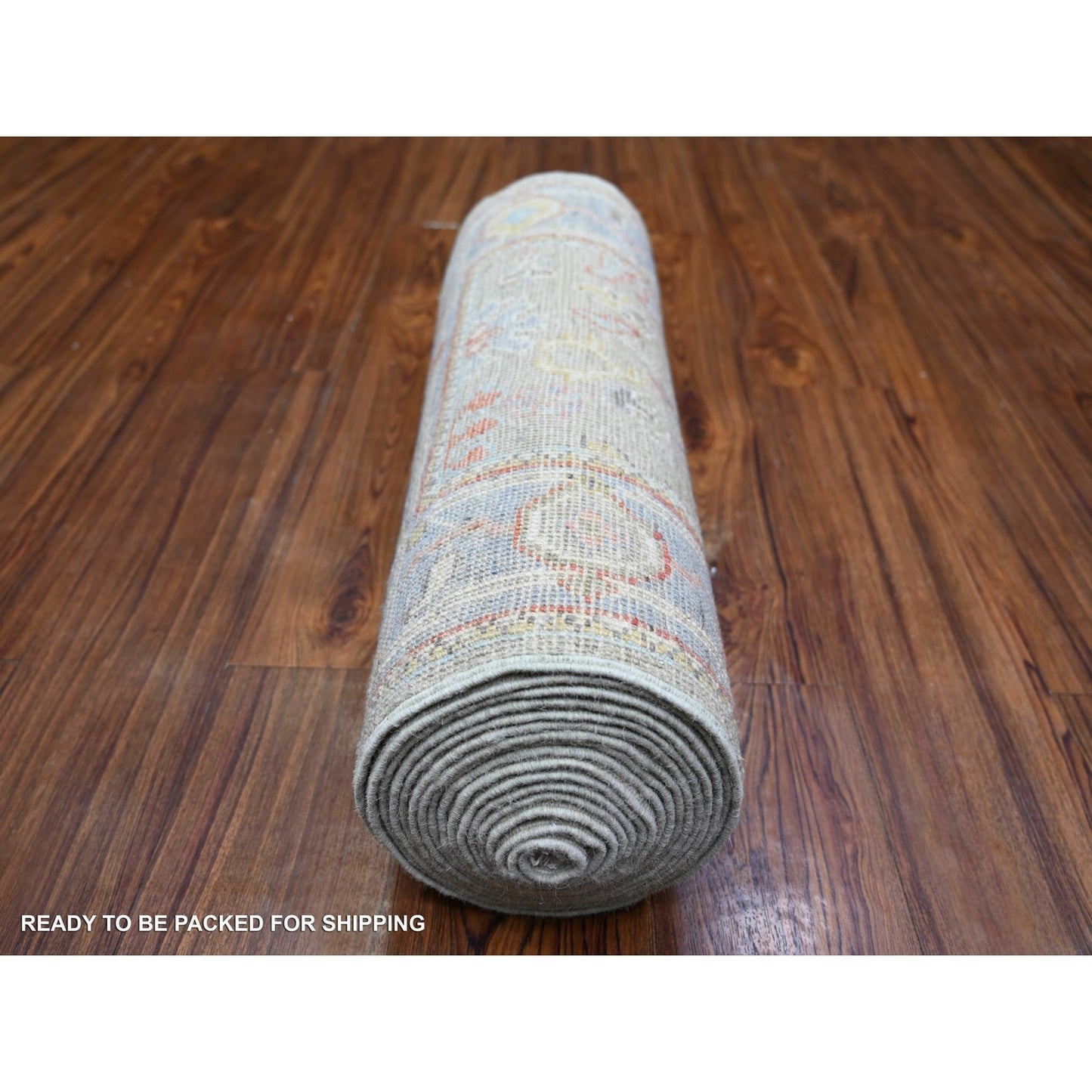 2'4"X19'8" Gray Wool Hand Knotted Afghan Angora Oushak Xl Runner Rug