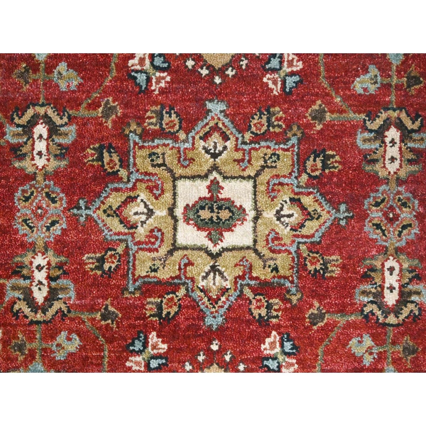 3'X5' Red Karjihooz Design Tribal Medallions Hand Knotted Soft Wool Rug