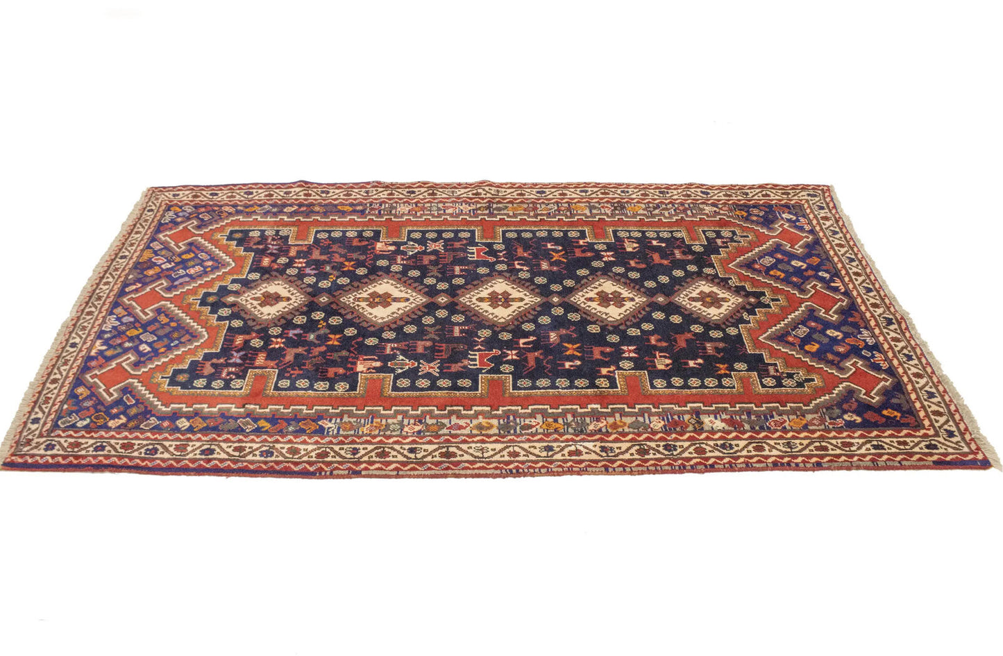 Vintage Geometric Design Oriental Rug Farmho
