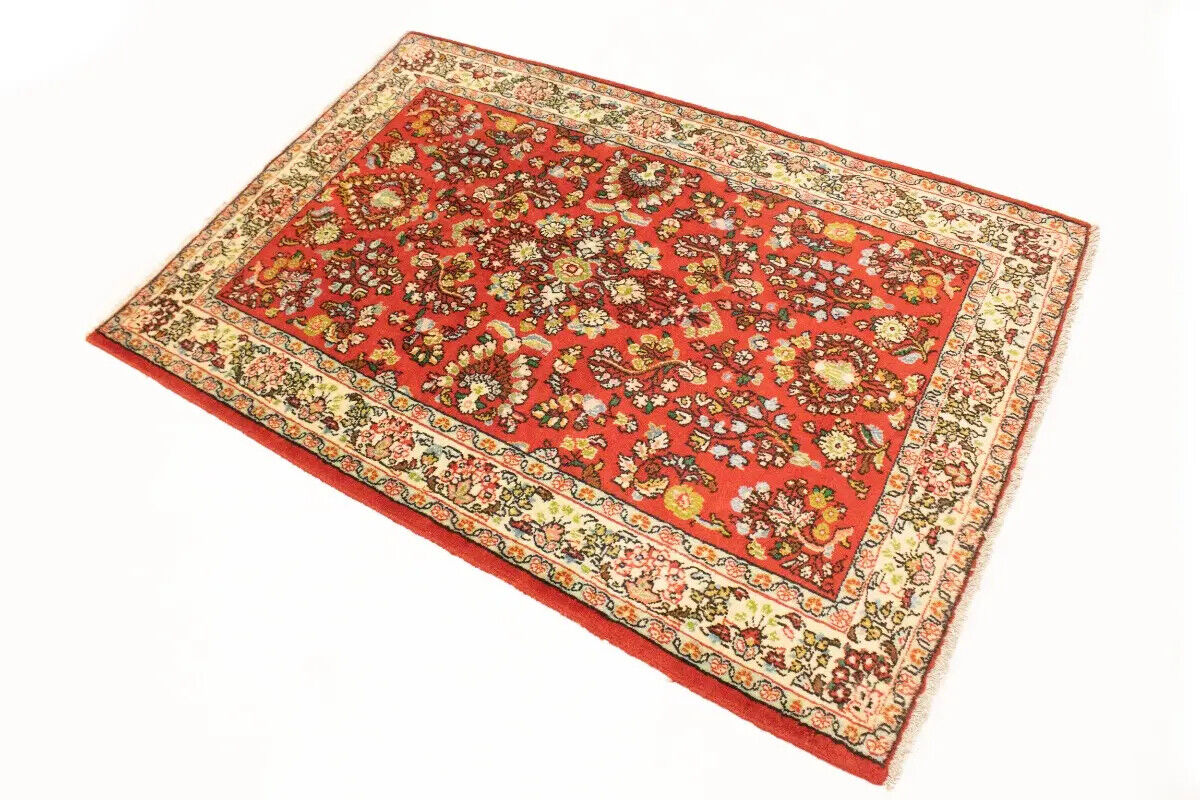 Hand-Knotted Vintage Red Floral 3'4X4'9 ft