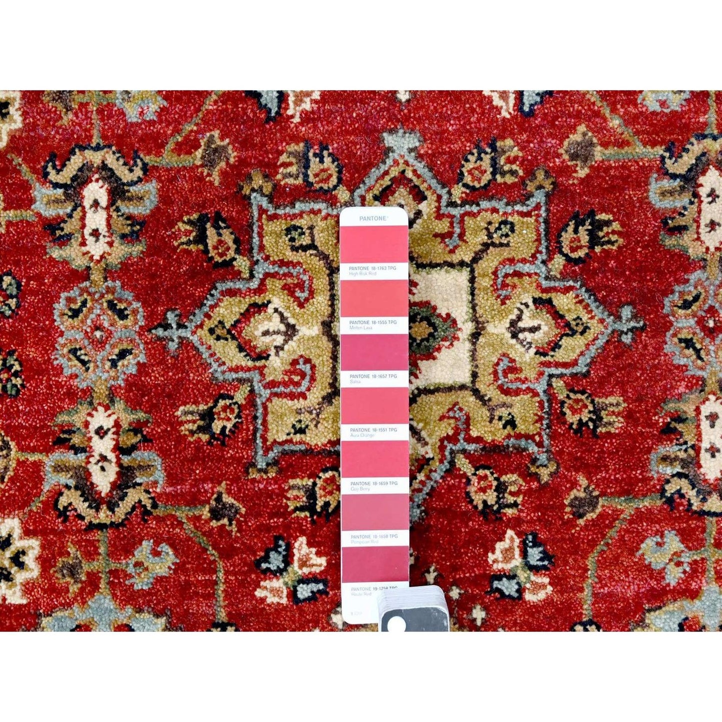 3'X5' Red Karjihooz Design Geometric Medallions Hand Knotted Wool Rug