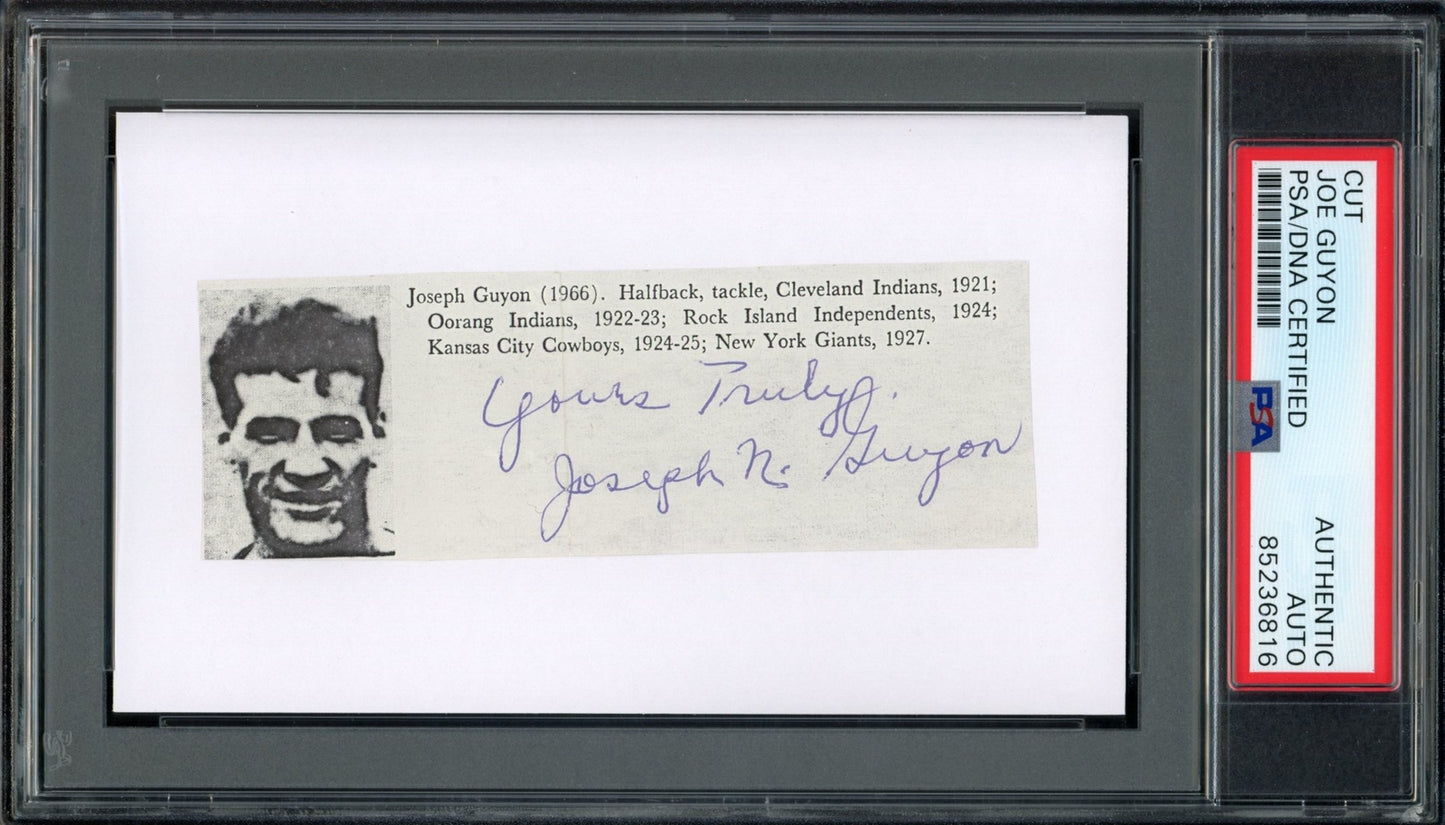 Joe Guyon Hof Signed/Inscribed Cut Photo On 3X5