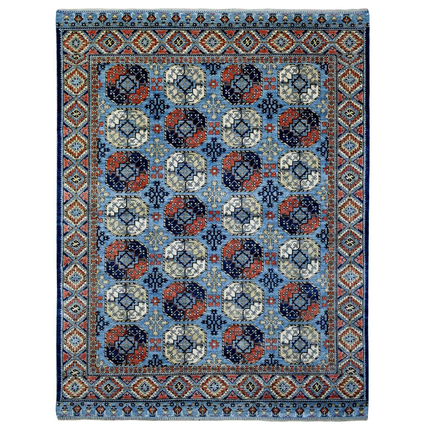 9'8"X12'4" Hand Knotted Blue Afghan Ersari Afghan Wool Oriental Rug