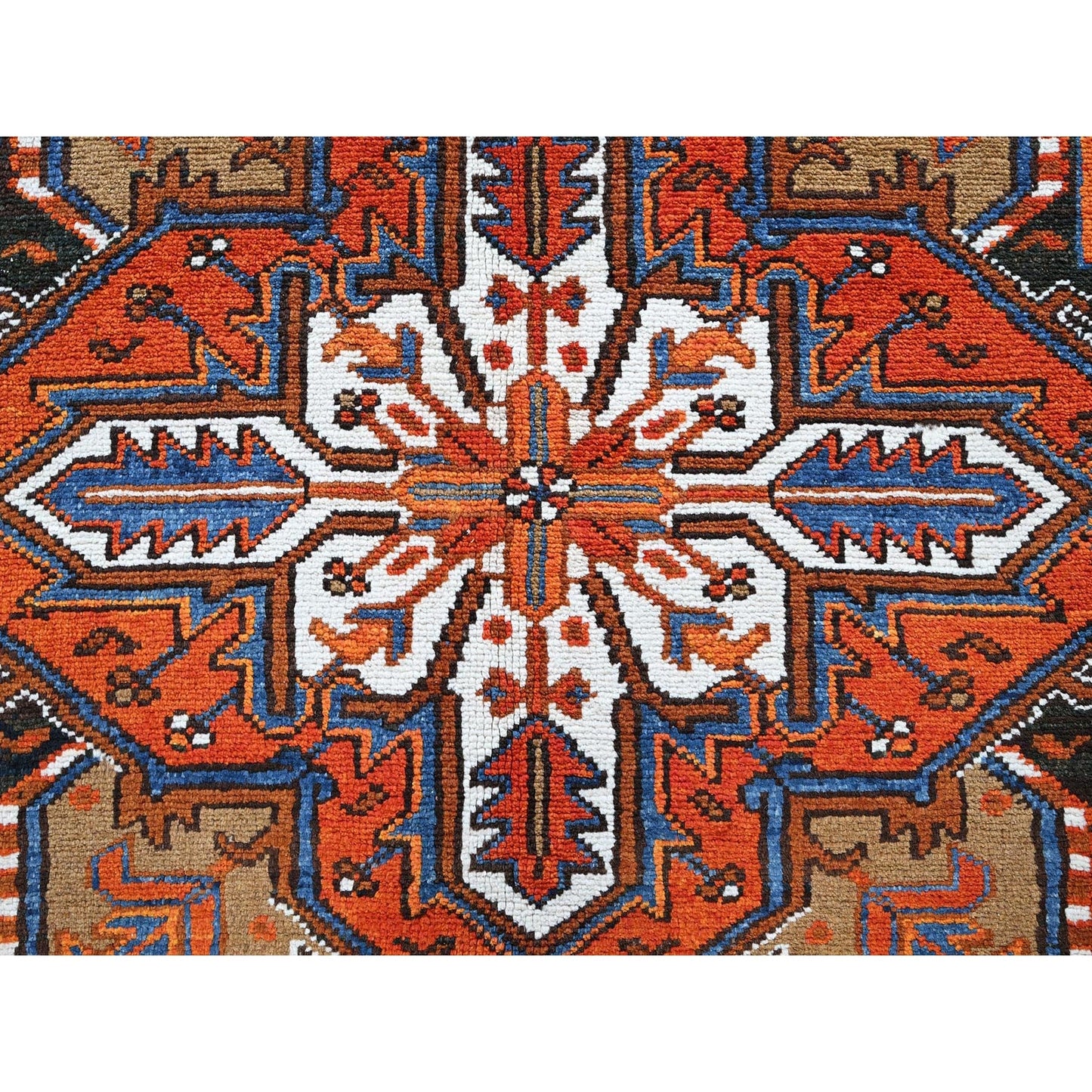 6'10"X9'7" Orange Vintage Zoroastrian Heris All Wool Hand Knotted Clean Rug