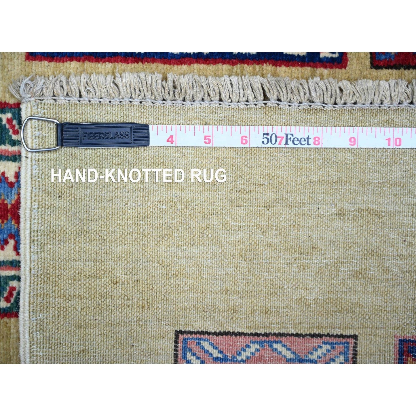 6'X8'6" Camel Brown Wool Afghan Super Kazak Hand Knotted Oriental Rug