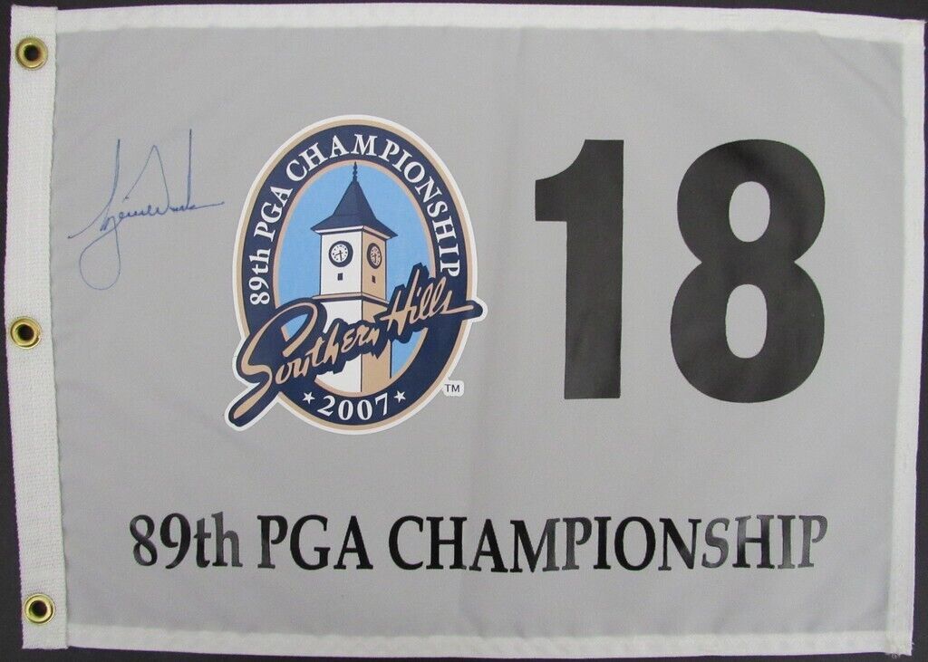 Tiger Woods Autographed Official Pin Flag 2007
