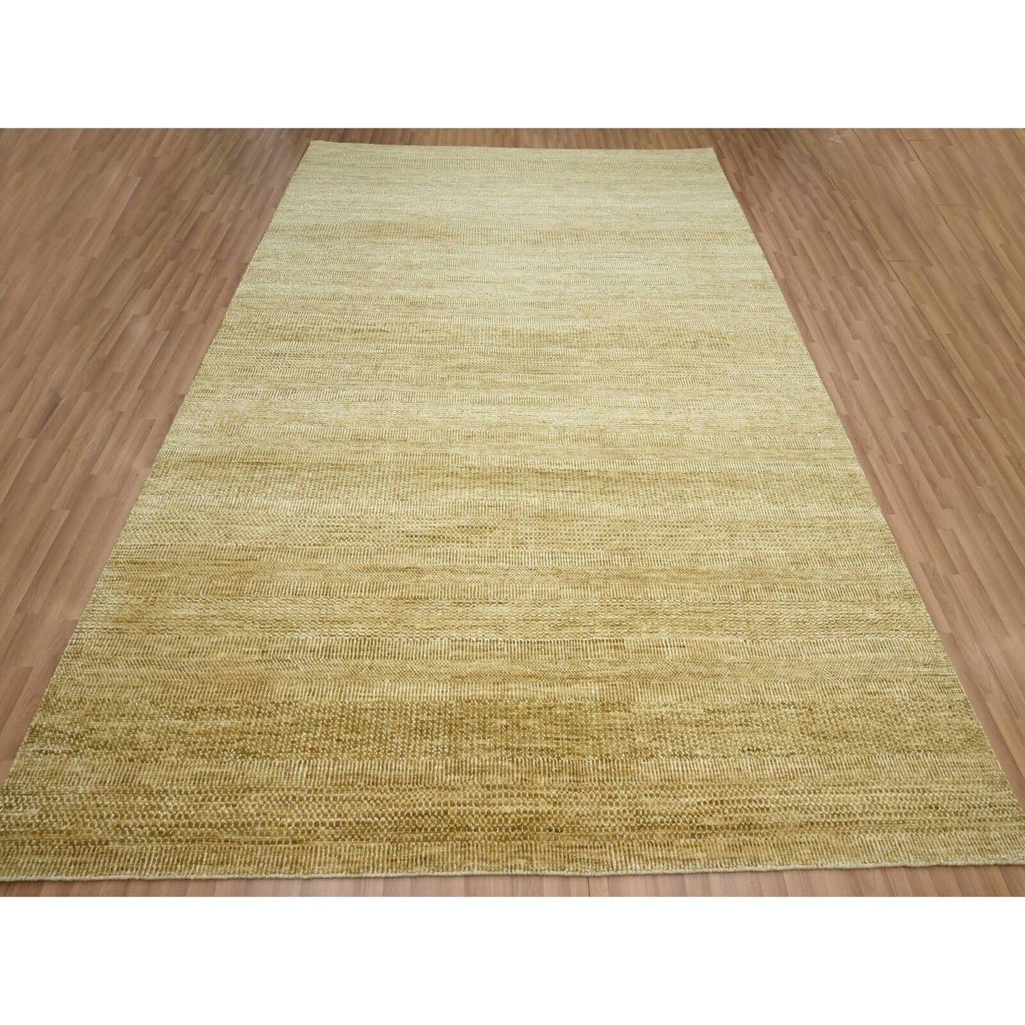 9'X12'1" Brown Wool & Silk Hand Knotted Modern Grass Design Oriental Rug