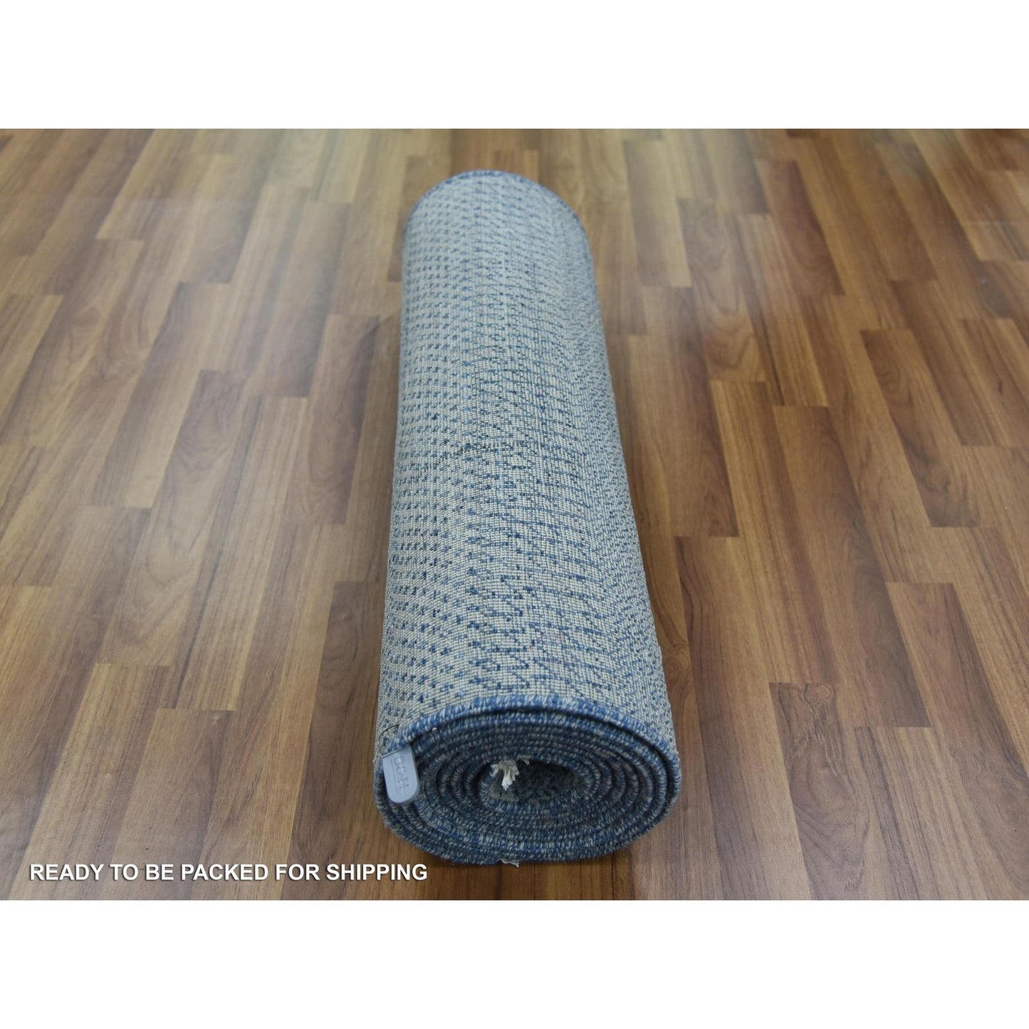 2'6"X12' Gray, Modern Grass Design, Wool And Silk Hand Knotted Runner Rug