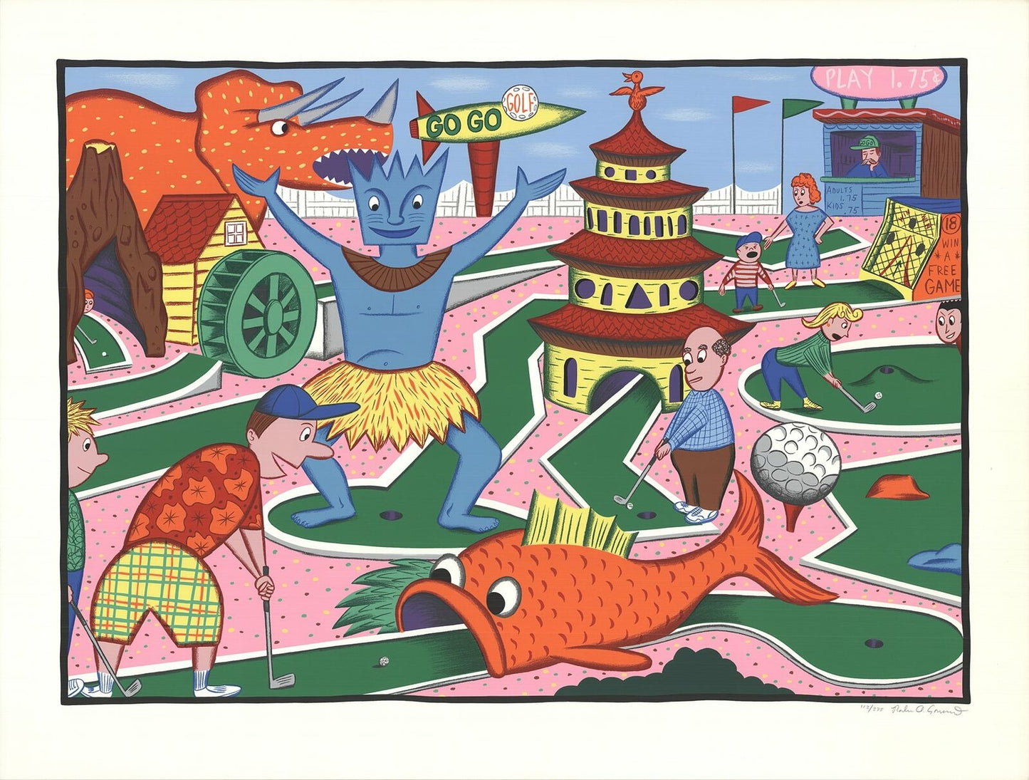 Rodney Greenblat Mini Golf Circus Signed " Serigraph Contemporary