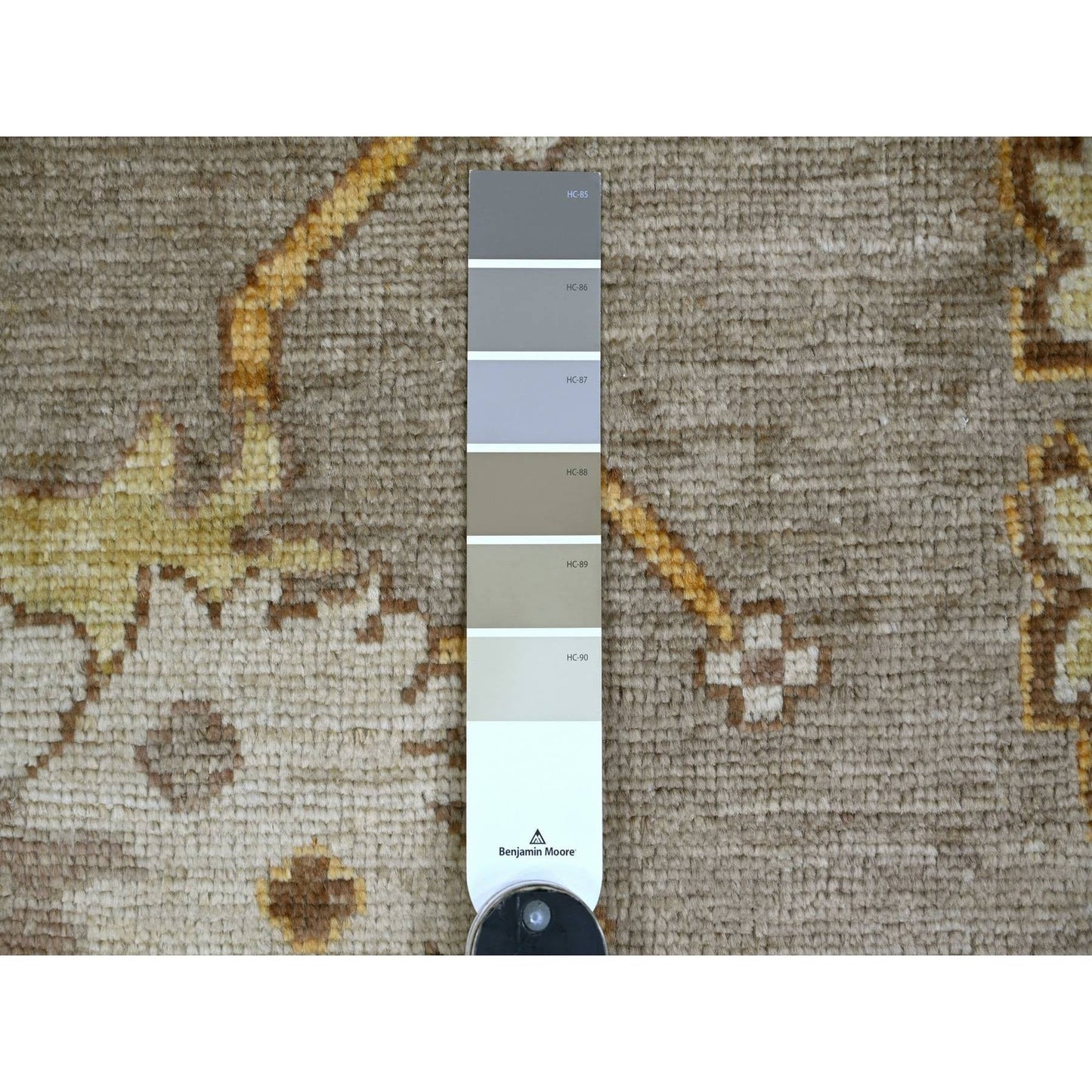 8'9"X12' Gray Pure Wool Rug Hand Knotted Afghan Angora Oushak Leaf Pattern