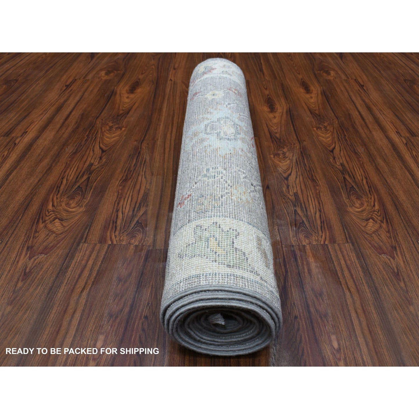 3'X13'5" Angora Oushaks Hand Knotted Soft Wool Gray Runner Rug