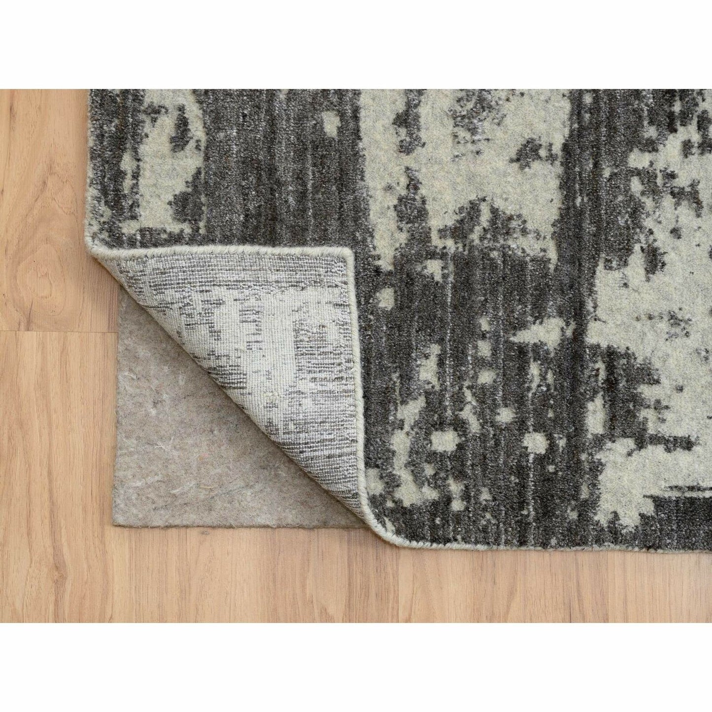 12'X18'1" Black Modern Design Wool And Silk Hand Loomed Oversized Rug