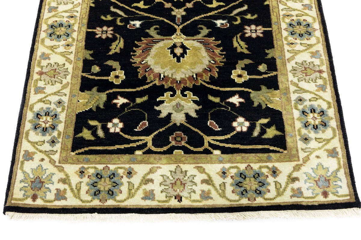Handmade Black Osh Chobi Peshawar Rug Small