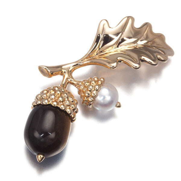 Mikimoto Brooch Tiger'S Eye Akoya Pearl 5.0Mm