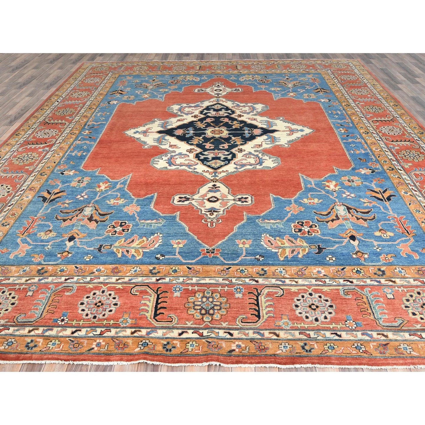 12'X14'7" Imperial Red Afghan Peshawar Heris Wool Hand Knotted Rug