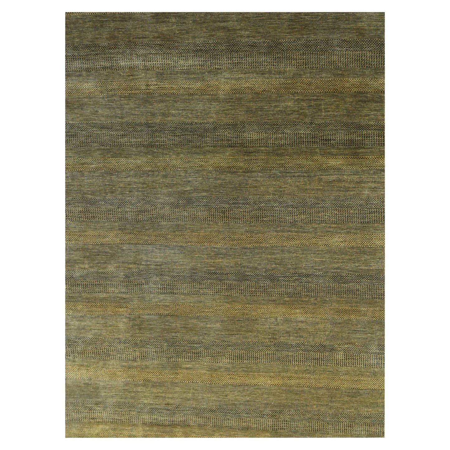 9'2"X12'6" Bone Brown Modern Grass Design Hand Knotted Wool And Silk Rug