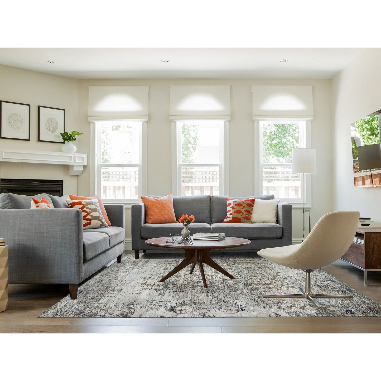 8'3"X10' Gray Hand Knotted Transitional Design Wool And Silk Rug