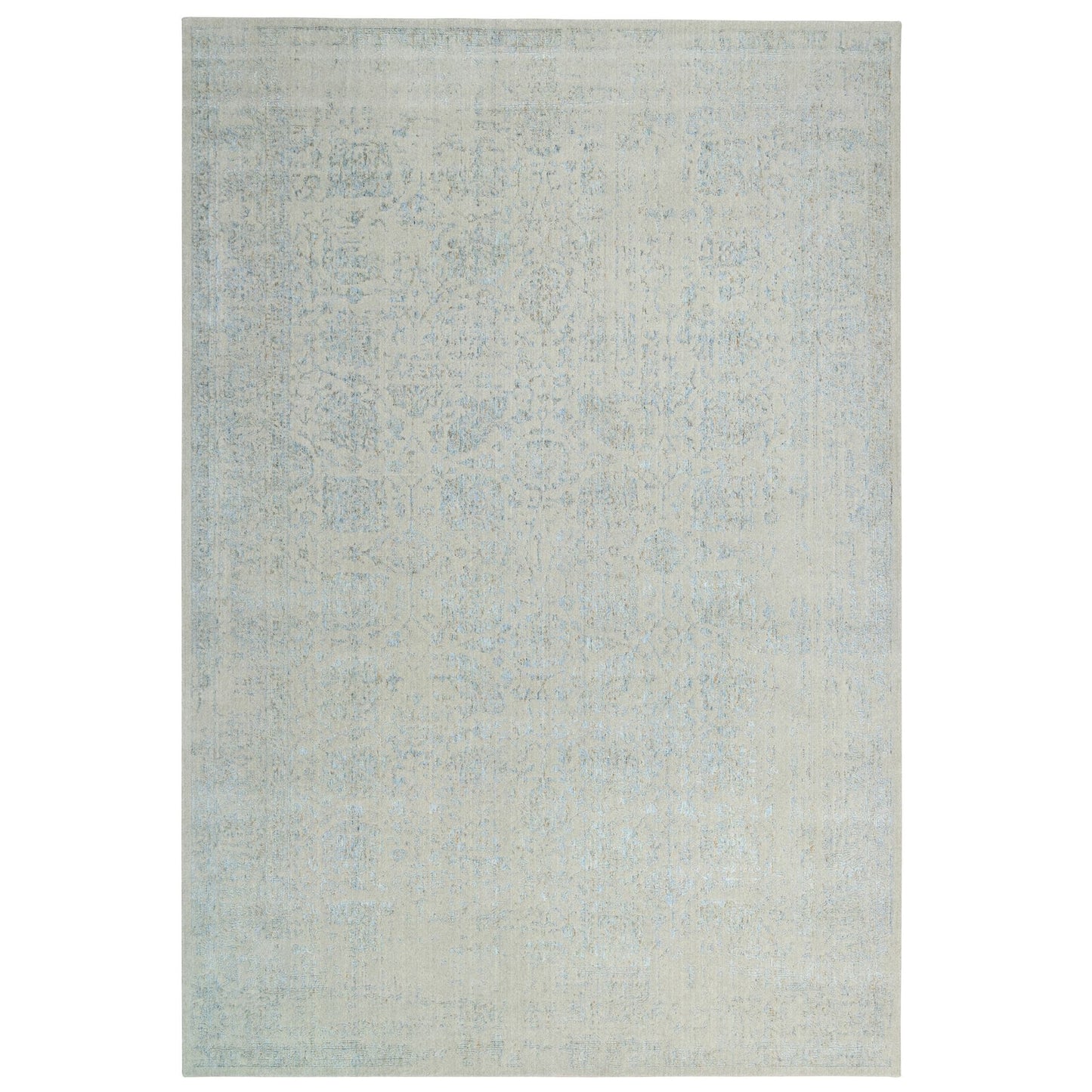 12'X17'10" Gray Jacquard Hand Loomed Tebraz Wool And Silk Oversized Rug
