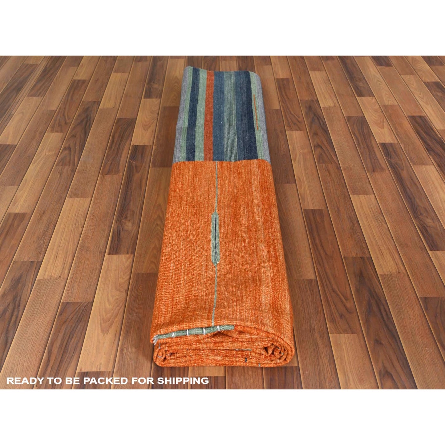 10'4"X14'2" Sunburst And Stripes Design Flat Weave Kilim Hand Woven Rug