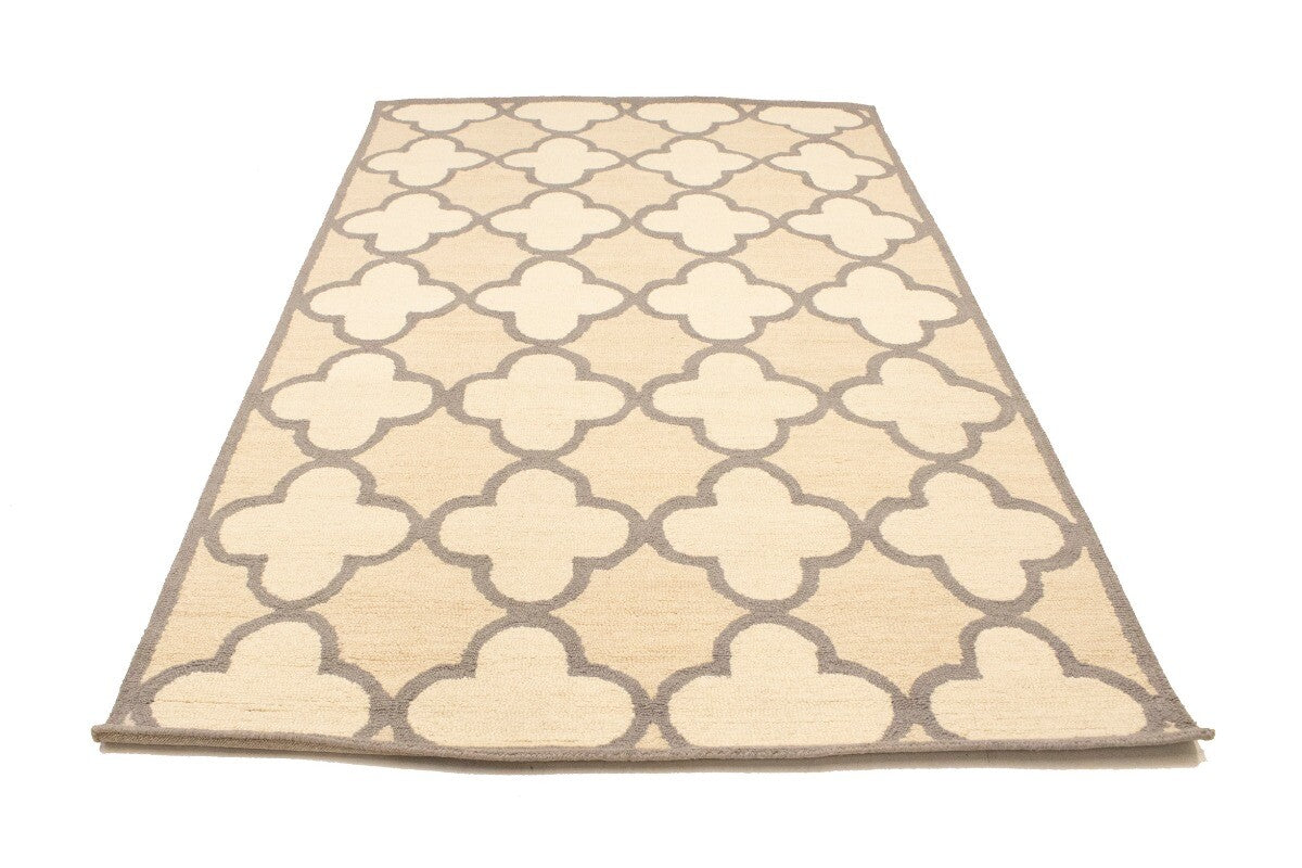 Cream Beige Trellis Style Rug Hand-Tufted Modern