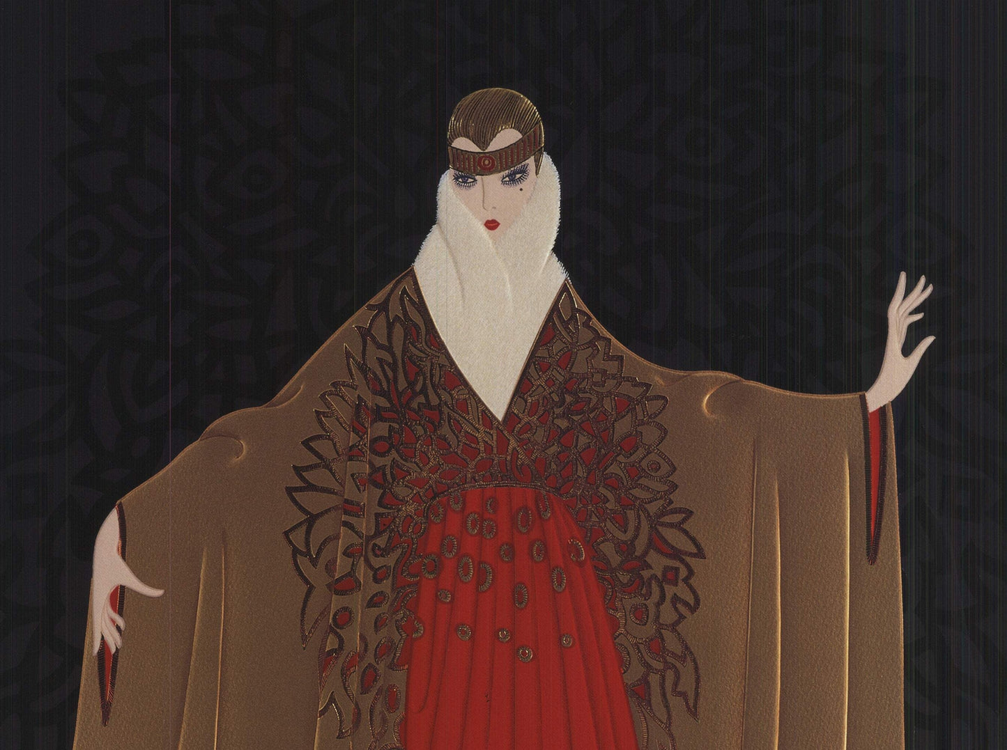 Erte Place De L'Opera " Poster Art Deco Black, Brown, Red