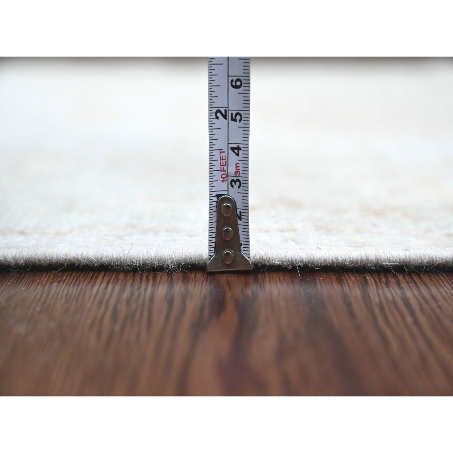 2'10"X19' White Angora Oushak Leaf Design Wool Hand Knotted Runner Rug