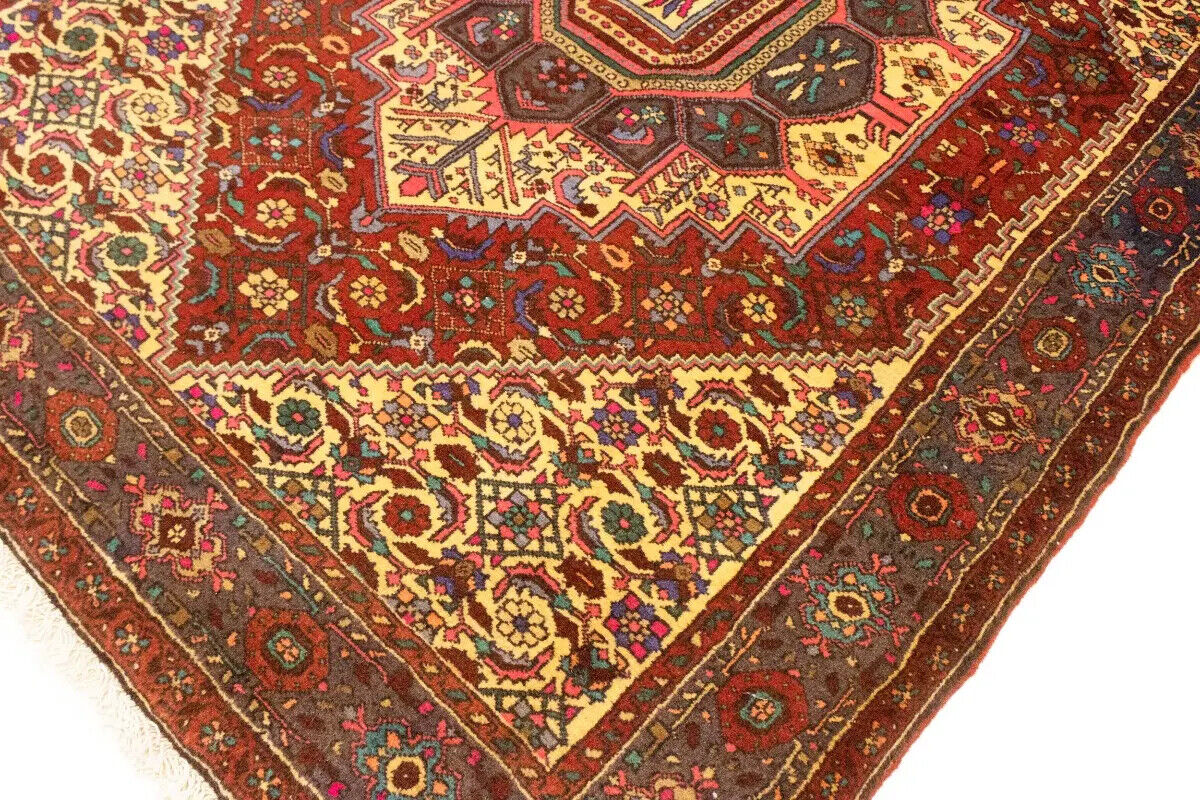 Vintage Handmade Oriental Rug Geometric Floral