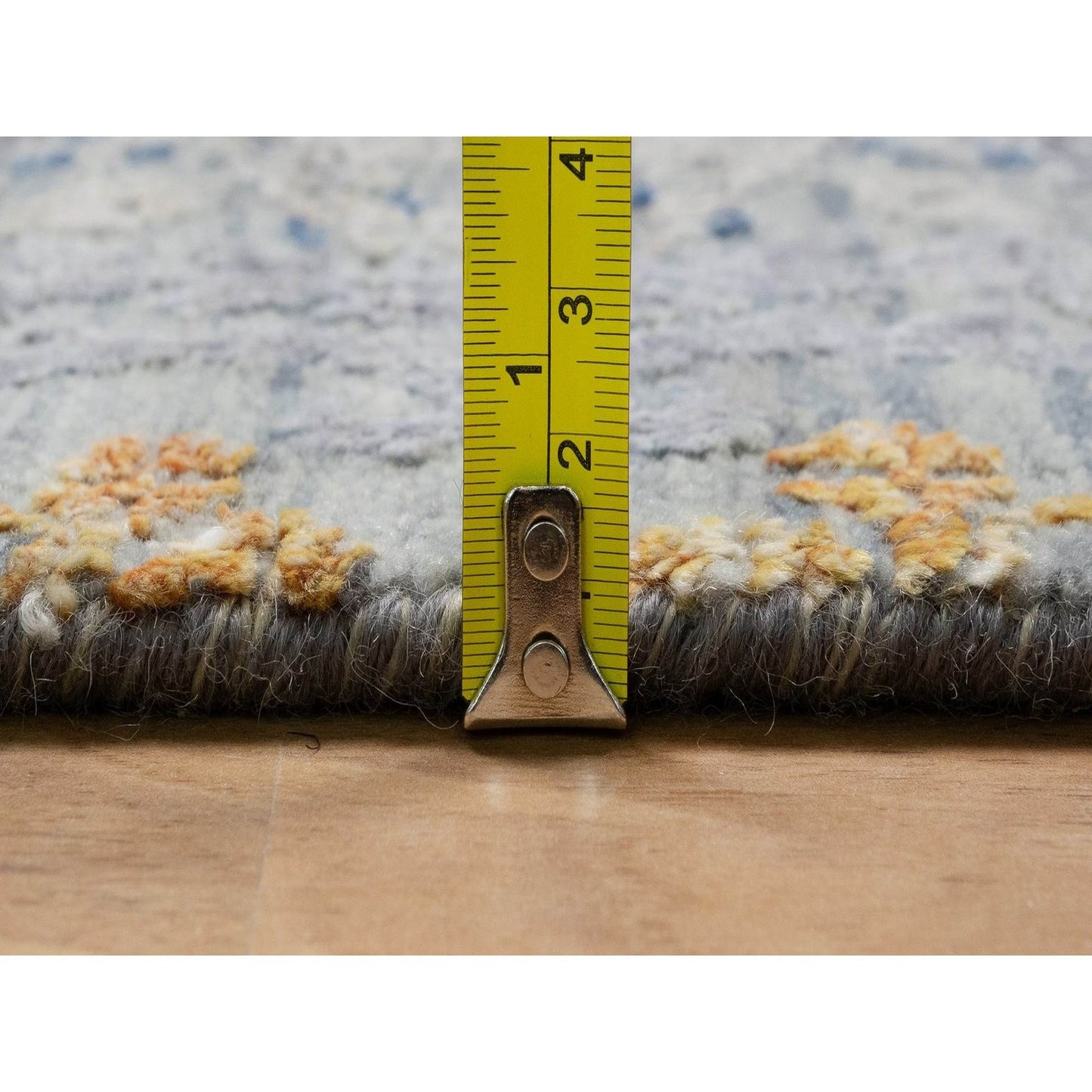 8'X10' Misty Gray Jewelry Design Wool With Textured Silk Hand Knotted Rug