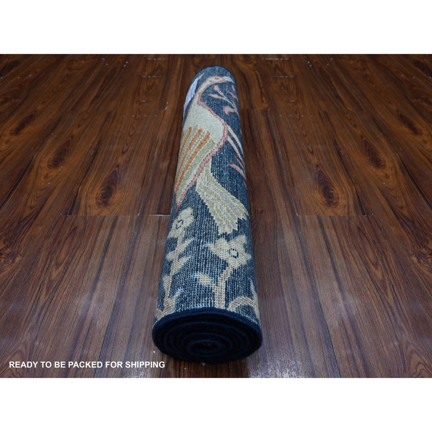 2'4"X5'10" Yale Blue Birds Paradise Hand Knotted Wool Runner Oriental Rug
