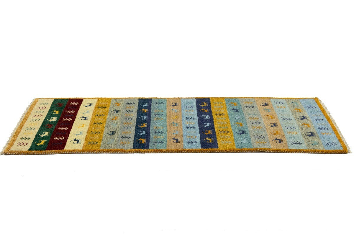 Contemporary Multicolored Stripes Indo-Gabbeh